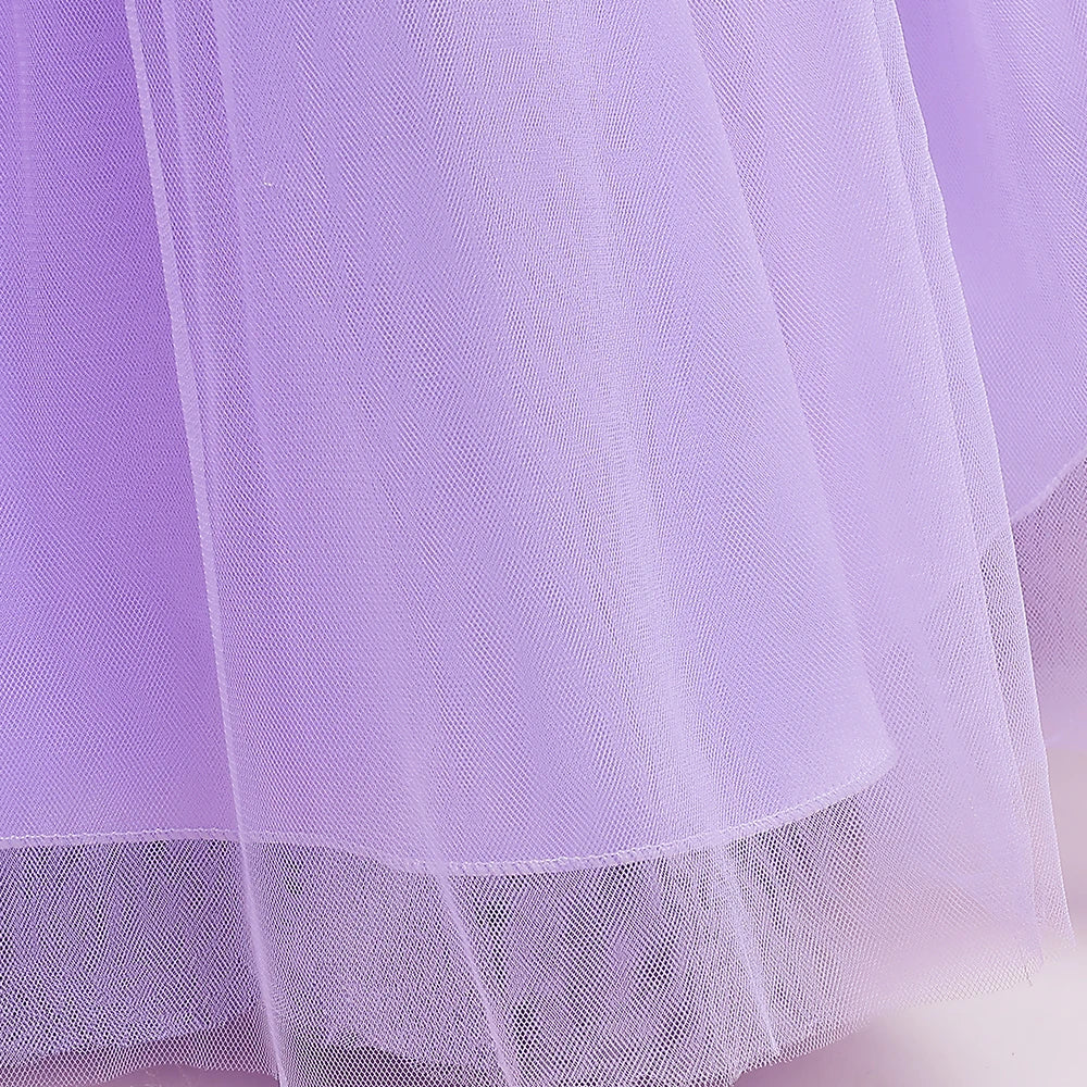 Summer Bridesmaids Party Girl Dresses Elegant Short Sleeve Birthday Princess Dress For Girl Tulle Wedding Prom Evening Customes