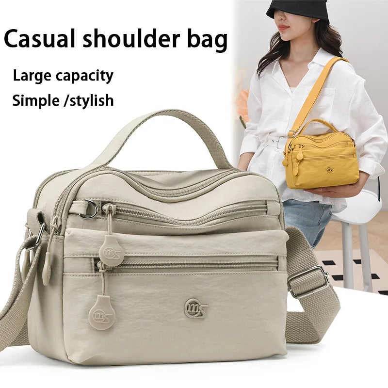 Temu's Best-selling Women's Casual Shoulder Bag, Large-capacity Casual Multi-layer Crossbody Bag, Nylon Commuter Women's Handbag