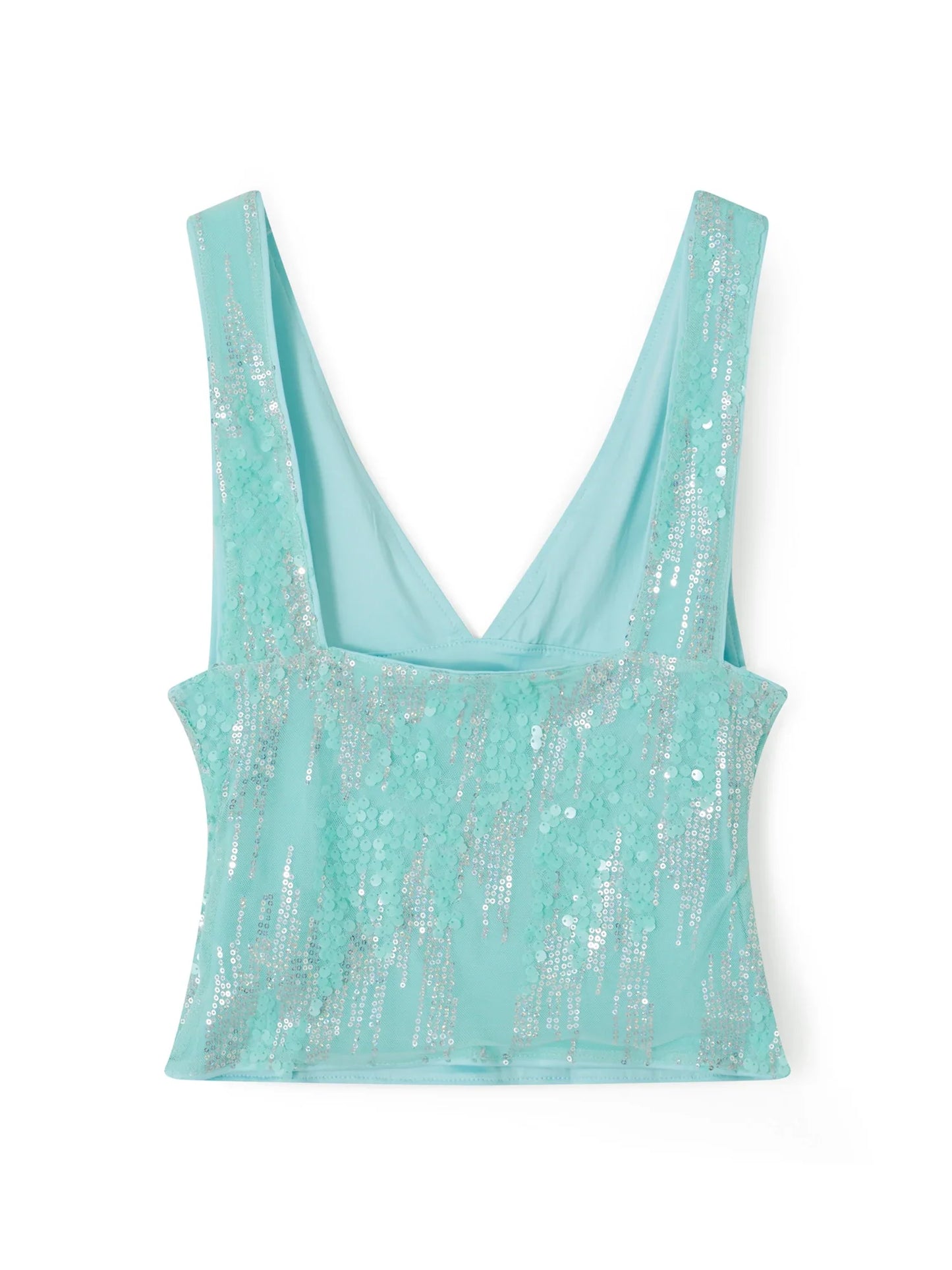 Women Sequin Tank Tops Slim Sparkly Deep V Neck Sleeveless Open Back Crop Vest Casual Summer Streetwear