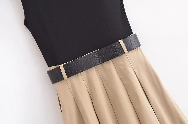 Woman Dresses Belt Pleated Midi Dress Women Sleeveless Summer Dress Woman Knitted Party Dresses for Women Sundress