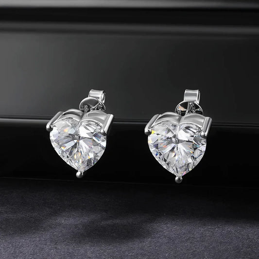GRA Certified 1-4CT D Color VVS1 Heart Cut Moissanite Earrings For Women 925 Silver Pass Diamond Test Wedding Ear Studs