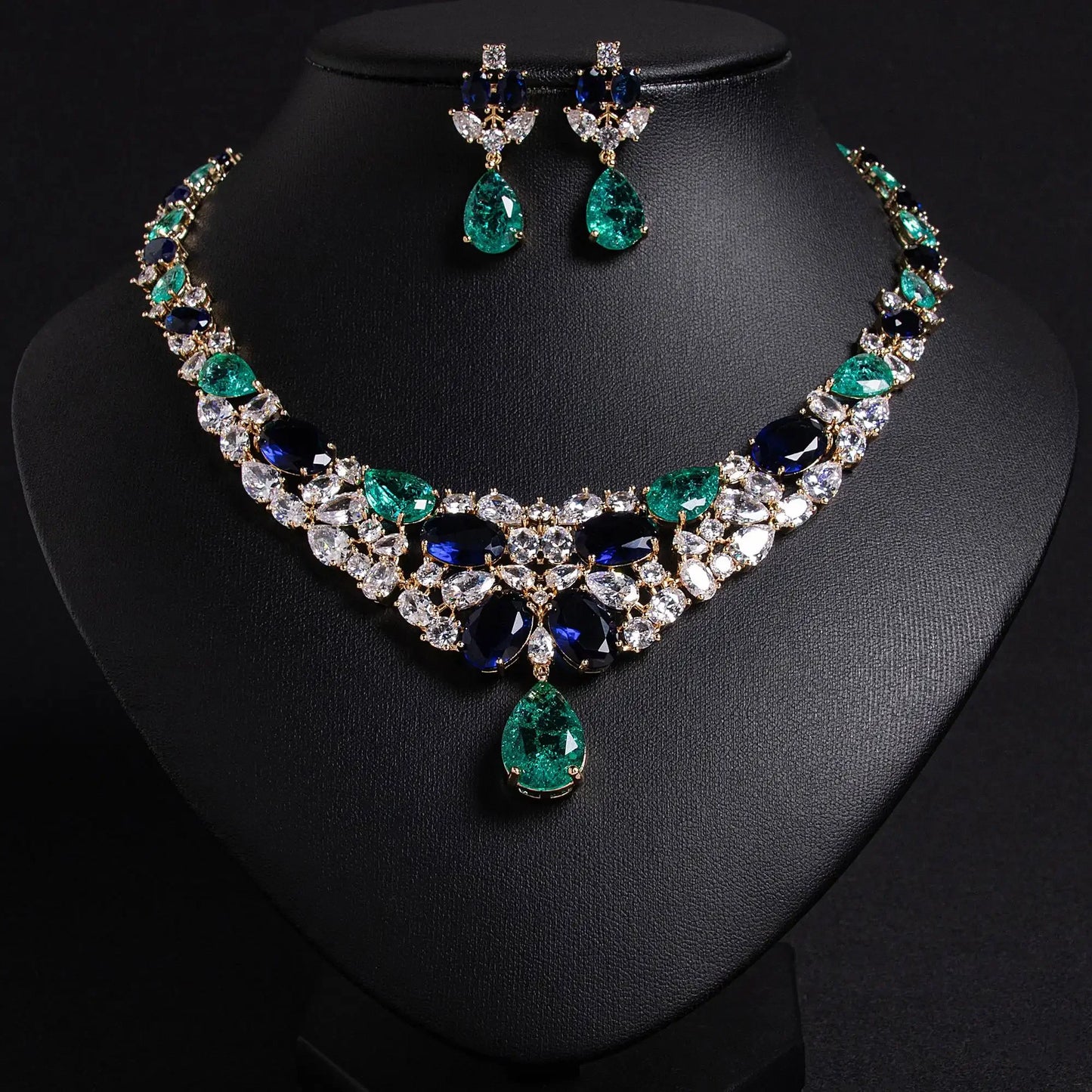 Pop Hot Stereo Jewelry Oil Painting Necklace Earrings Premium Multi-Color 2-Piece Wedding Travel Women's Holiday Gift M-1000