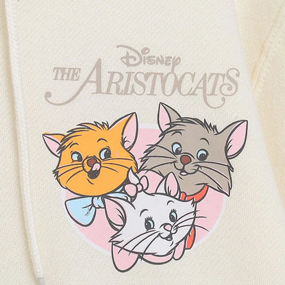 Cute Marie Cat Fleece Hooded Sweatshirt Winnie the Pooh Embroidery Zip Up Hoodies Jacket Women Casual Cartoon Jumper Top