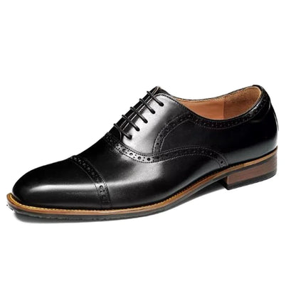 High Quality Genuine Leather Formal Shoes For Men New Style Carved Pattern Lace-up Three-joint Oxford Wedding Dress Shoes