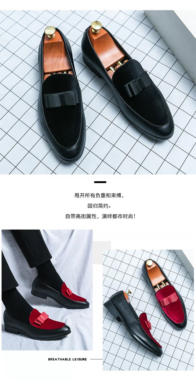 Social Leather Men British Business shoes Men Brogue Shoe Wedding Men's Dress Formal Shoes Large Size 48 Bow Loafers Male