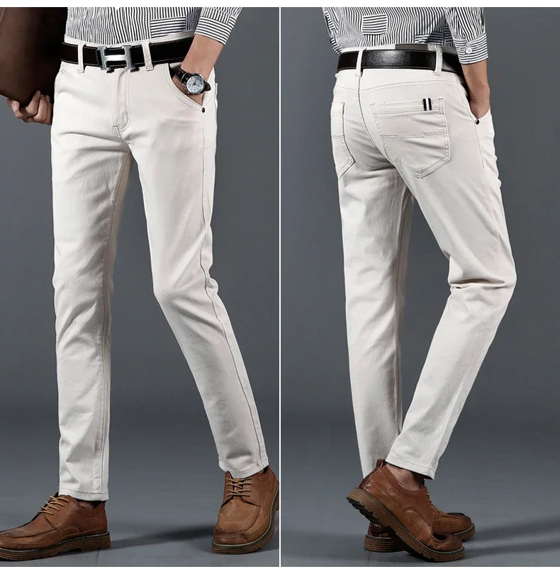 6 Color Men Slim Casual Pants New Classic Business Fashion Comfortable Stretch Cotton Elastic Straigh Trousers Male