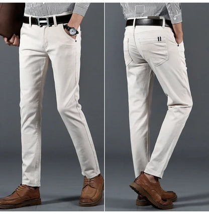 6 Color Men Slim Casual Pants New Classic Business Fashion Comfortable Stretch Cotton Elastic Straigh Trousers Male