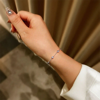 Full 0.1CT 3mm D Color Moissanite Diamond Link Bracelet for Woman 925 Silver Plated 18k Adjustable 15-20cm Chain Bracelets