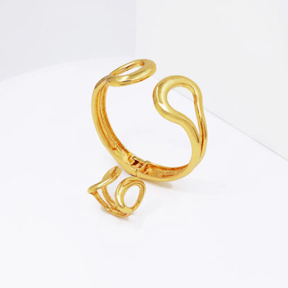 Italy 18k Gold Plated Jewelry Set For Women Classic Design Shiny Necklace Hoop Earrings Bangle And Ring Fashion 4PCS Set Jewelry