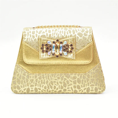 Nigerian Latest Shoes and Bags To Match Shoe and Bag Set for Party in Women Italian Rhinestones Elegant Peep Toe Sandals