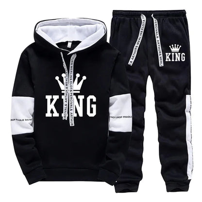 King Printing Mens Tracksuit Hot Sales Casual Hoodie Pants Streetwear Outdoors Mens Clothing Single Piece Sweatshirts Sweatpants