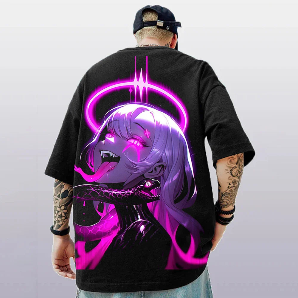 3d Anime Character Print Men's T-Shirt 2024 New Oversized Short Sleeve T-Shirt For Men Street Hip-Hop Tee Top Quick Dry T Shirts