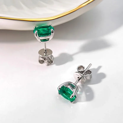 5*7mm Oval Cut Ruby Emerald Moissanite Stud Earrings Lab Grown For Women Man Unisex Gemstone Party 925 Silver Earring Gift