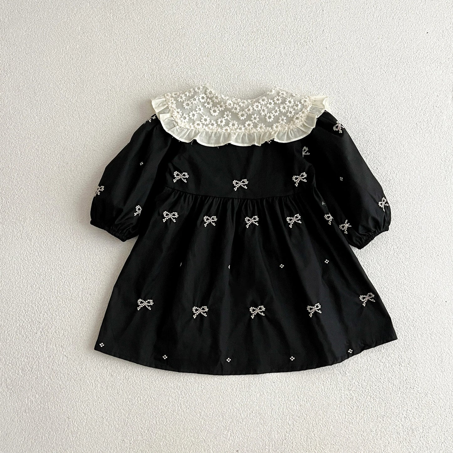 Outono 0-6 anos Vestido de Princesa para Meninas Roupas de Bebê Menina Gola Borboleta Roupas de Bebê Menina Peça Única Vestido Infantil Bordado