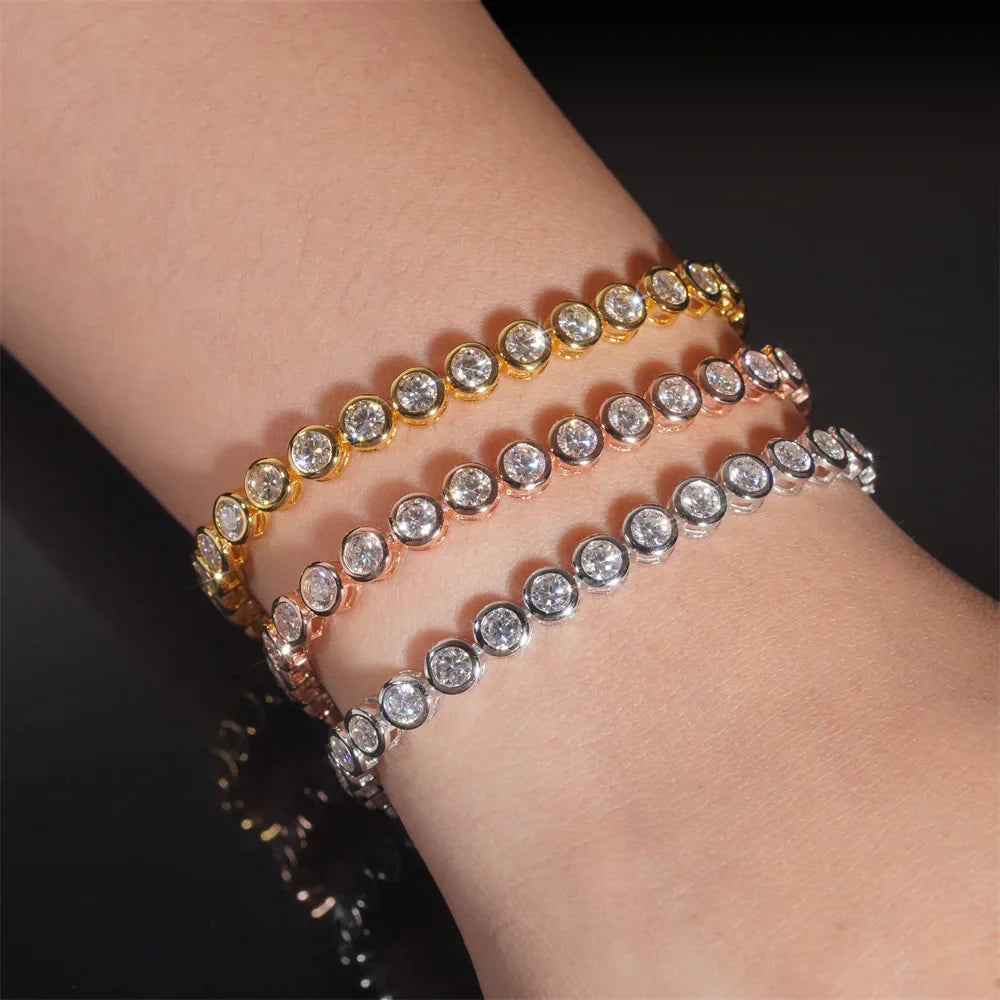 Sparkling 0.1ct 3mm Moissanite Tennis Bracelet with GRA for Women Party Fine Jewelry S925 Sterling Silver Diamond Bracelets