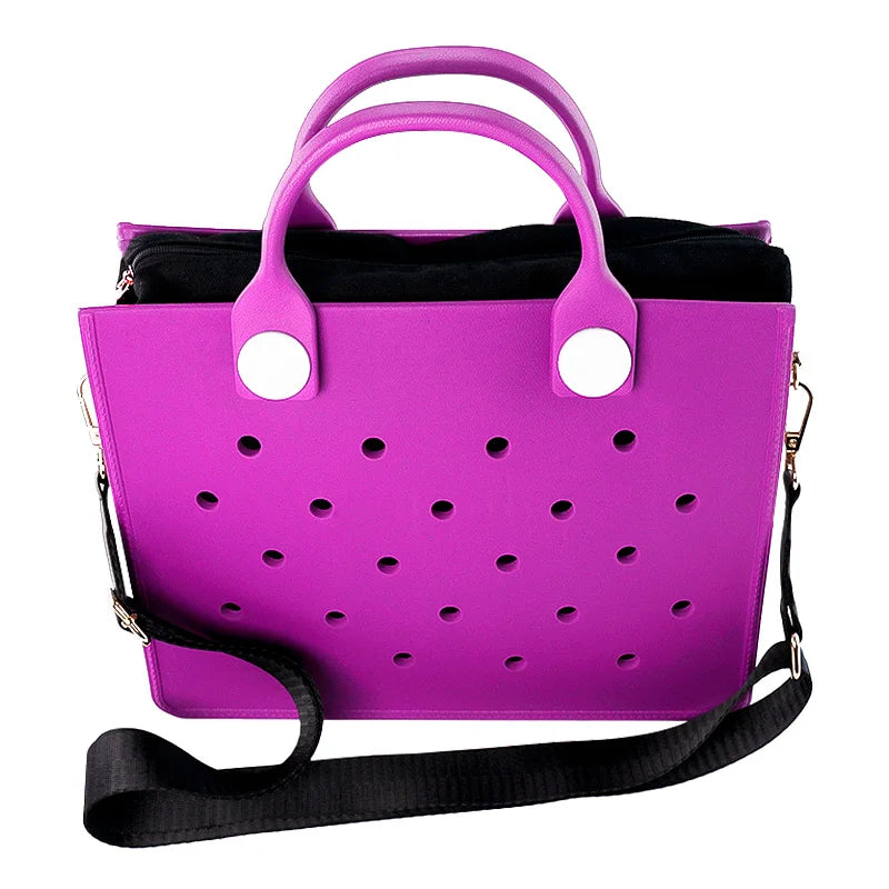 Large Leather Shoulder Bag Handbag Tote Bag Storage for Women Casual Waterproof Beach Bag Hole Fit Charm Fashion Storage Bag