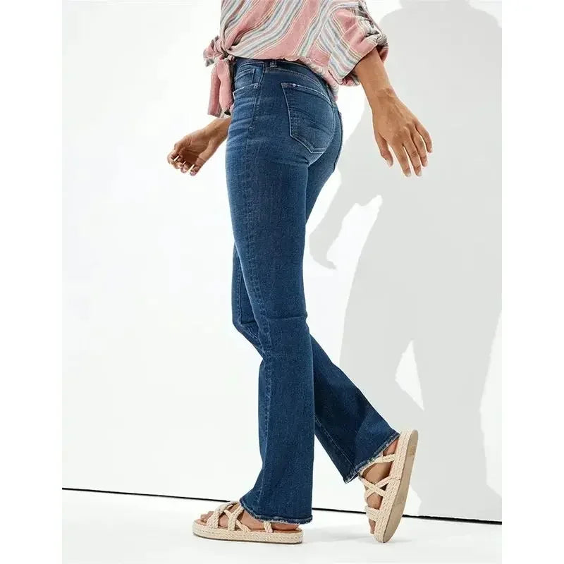 Women High Waist Hip Lift Straight Jeans