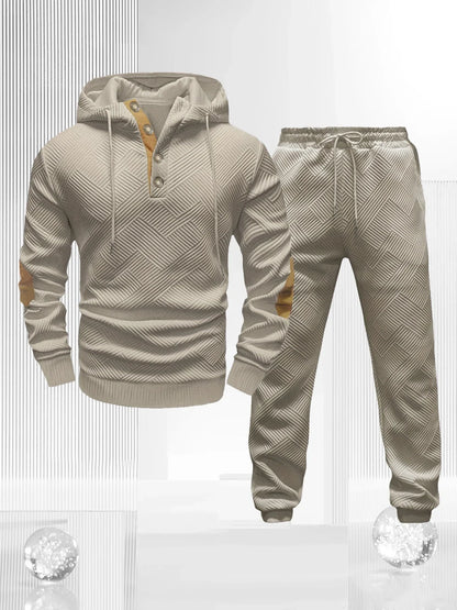 Men's Sportswear Solid Color Joggers Hoodie Sweatshirts and Long Pants 2 Piece Set Fashionable Casual Sports Set Men's Tracksuit