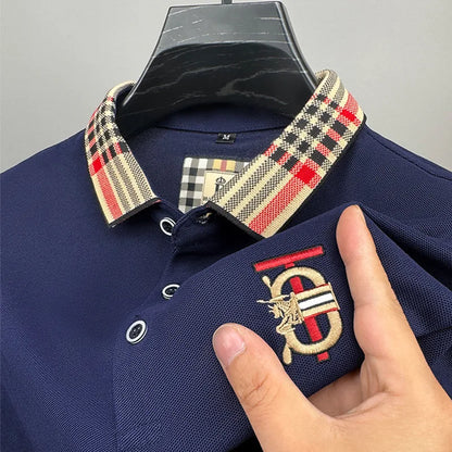 Fashion designer brand short sleeve men's polo shirt new lapel top high-end embroidery summer breathable casual Paul T-shirt