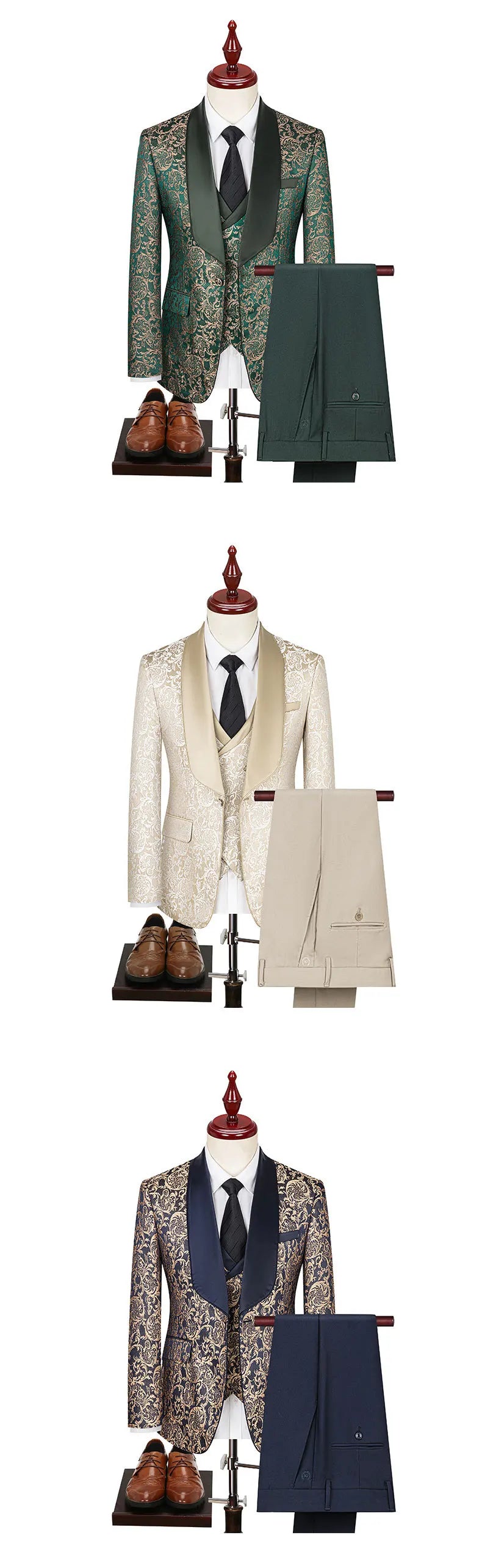 2025 New Large-Sized Jacquard Men's Suit for Wedding Dress, Groom's Suit Set, Host's Performance Costume