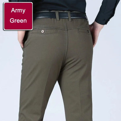 New Arrival 100% Cotton Summer Spring Men's Casual Pants Fashion Solid Black Beige Gentle Thicken Trousers Brand Smart Suit Pant