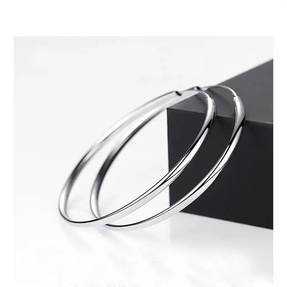 Fashion S925 Earrings 3-7CM Diameter Big Hoop Earrings For Women  Platinum Plated Ear Rings Cерьги Kольца