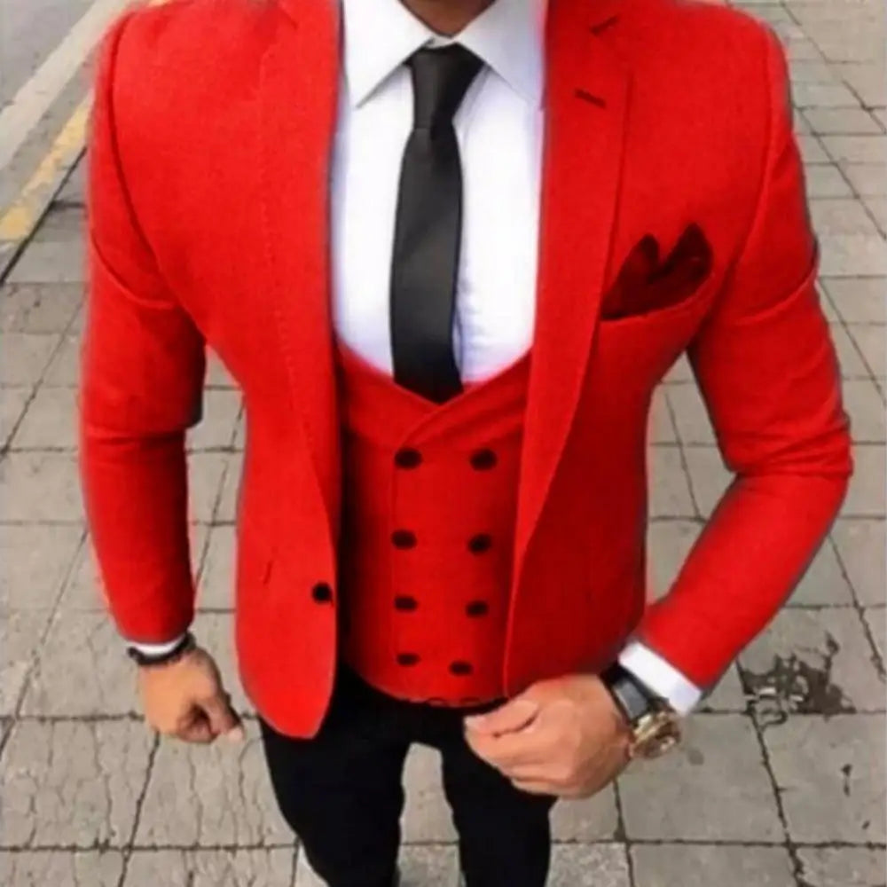 Men's Fashion Brown Slim Fit 3-Piece Suit Set with Blazer Vest Pants - Casual Wedding Prom Business Groom Tuxedo Clothing