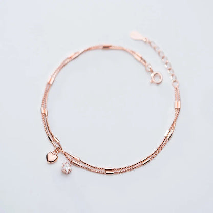 Fashion Shiny CZ Stars Love Hearts Sterling Silver 925 Bracelet for Women Luxury Wedding Engagement Fine Jewelry Gift