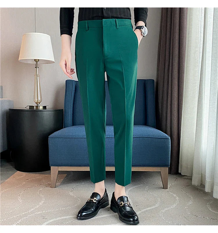Men Solid Boutique Suits Pants Male Formal Wear Wedding Dress Trousers Quality Men British Style Business Casual Suit Pants 36
