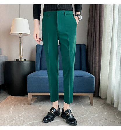 Men Solid Boutique Suits Pants Male Formal Wear Wedding Dress Trousers Quality Men British Style Business Casual Suit Pants 36