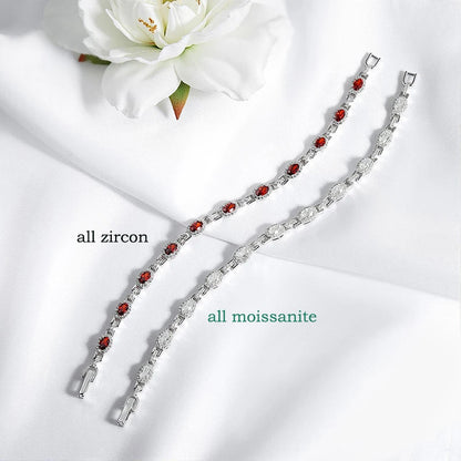 Oval Cut Zircon/moissanite Full Diamond Bracelets for Women Luxury Jewelry Bride Sparkling Bangles S925 Sterling Silver