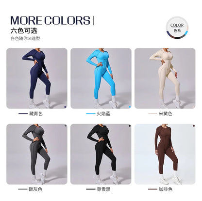 Women's High Elasticity Sports Bodysuit Kit Yoga Fitness Jumpsuit Open Back Hip-Lift Outdoors Gym Workout Sexy Fitness Outfit