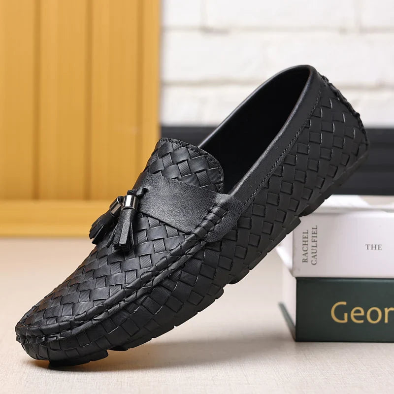 White Loafers Men Handmade PU Leather Loafers Shoes Slip on Casual Driving Flats Comfortable Moccasins Size 48 Men Shoes