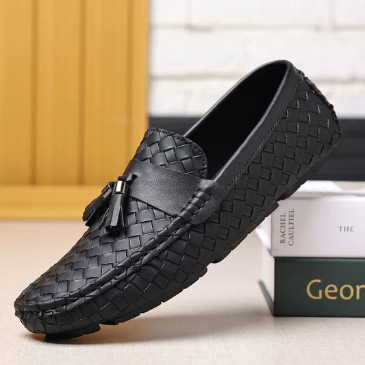 Mocassins Brancos Masculinos Feitos à Mão em Couro PU Sapatos Mocassins Slip On Casual para Dirigir Sapatilhas Confortáveis Tamanho 48 Sapatos Masculinos