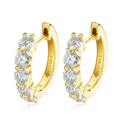 Each 0.2CT 3.5mm Certified All Moissanite Hoop Earrings for Women Classic Sparkly Bridal Jewelry Pure 925 Plated 18K