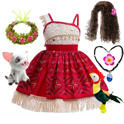 Fantasia Moana 2 da Princesa Disney para Meninas, Cosplay Vaiana, Festa de Carnaval, Aventura no Oceano, Roupa Infantil de Halloween