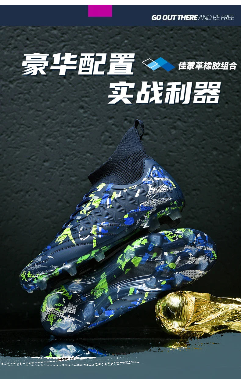 Double Star 2026 New High-Top Soccer Shoes, AG Long Studs, for Teens, Primary School Students, Adults & Kids, Professional Match