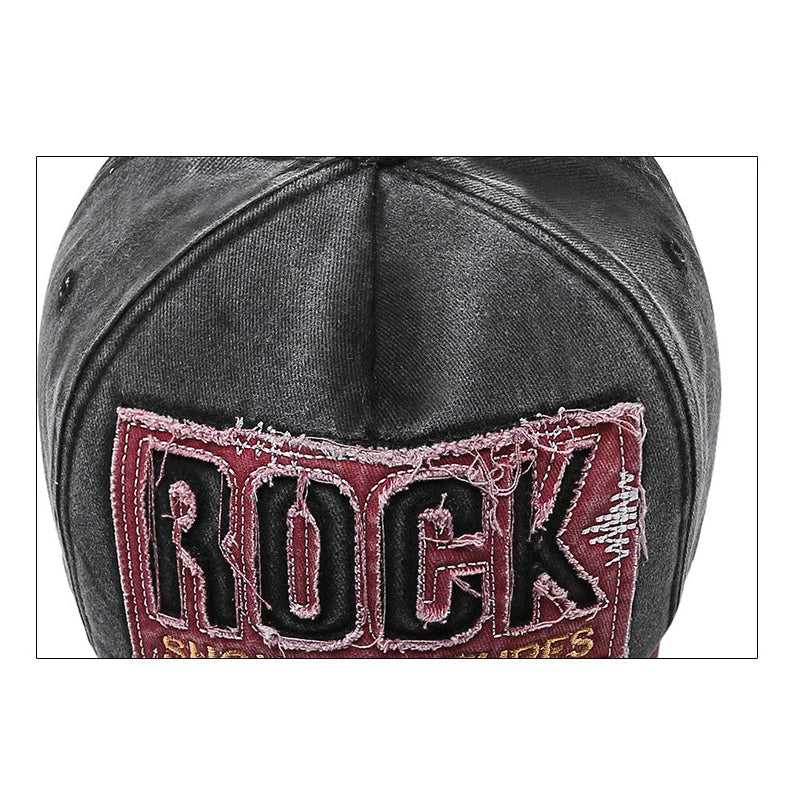 Letters Embroidered Patch Ripped Brushed Washed Distressed Design Style Unisex Cotton Adjustable Baseball Cap