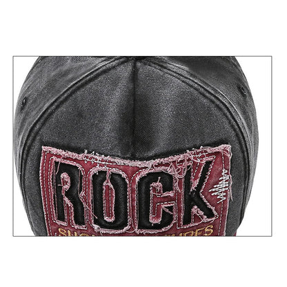 Letters Embroidered Patch Ripped Brushed Washed Distressed Design Style Unisex Cotton Adjustable Baseball Cap