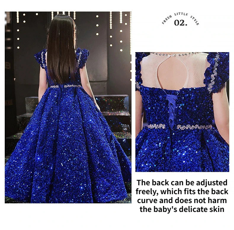 Princess Dress Sequin Evening Weddings Long Dresses Elegant Formal Ball Gown For Girls Birthday Gift 1-14Y