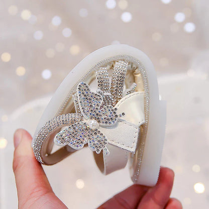 Kids Strappy Sandals for Girls 2025 New Summer Toddler Beach Shoes with Sparkly Sequins Soft Sole  Princess Girls Party Flats