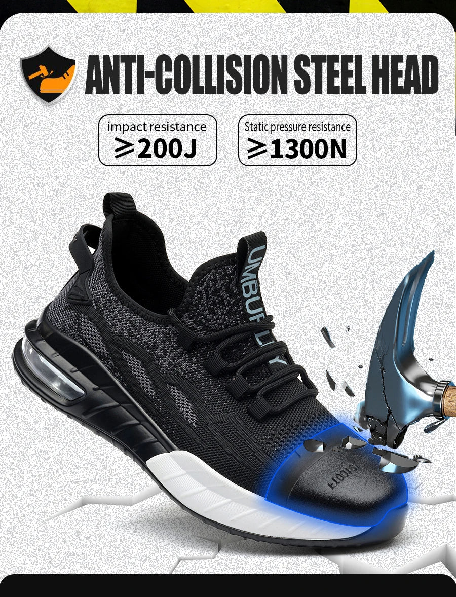 Women's Steel-Toe Safety Shoes | Anti-Smash & Puncture-Proof | Lightweight Breathable Air Cushion | Industrial Workshop Office