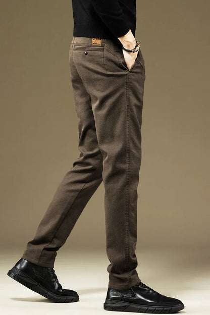 Men's Pants Casual Cotton Solid Color Spring Autumn Straight Business Work Pants High Quality Fashion Black Grey Trousers