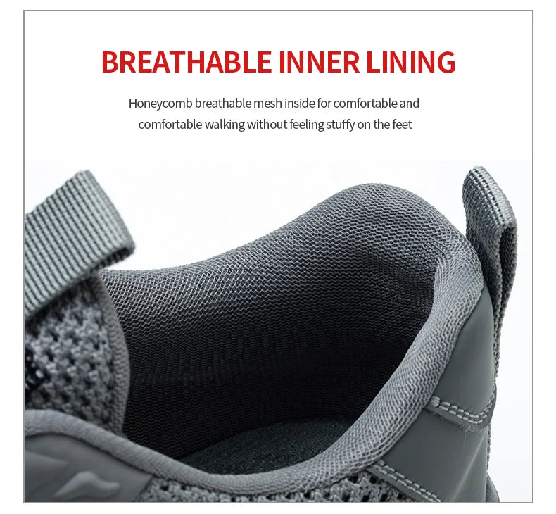 Summer Work Shoes with protection breathable Lightweight ShoesSteel Toe Shoes Men  Anti-smashing Industrial Safety Shoes