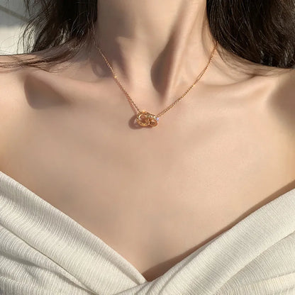 18K Gold Plated Stainless Steel Interlocking Circles Infinity Style Roman Numbers Wedding Statement Collar Necklace For Women