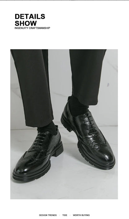 Classic Wedding Leather Shoes For Men Brogues High Quality Men's Dress Business Shoes Office Party Social Formal Shoes Male