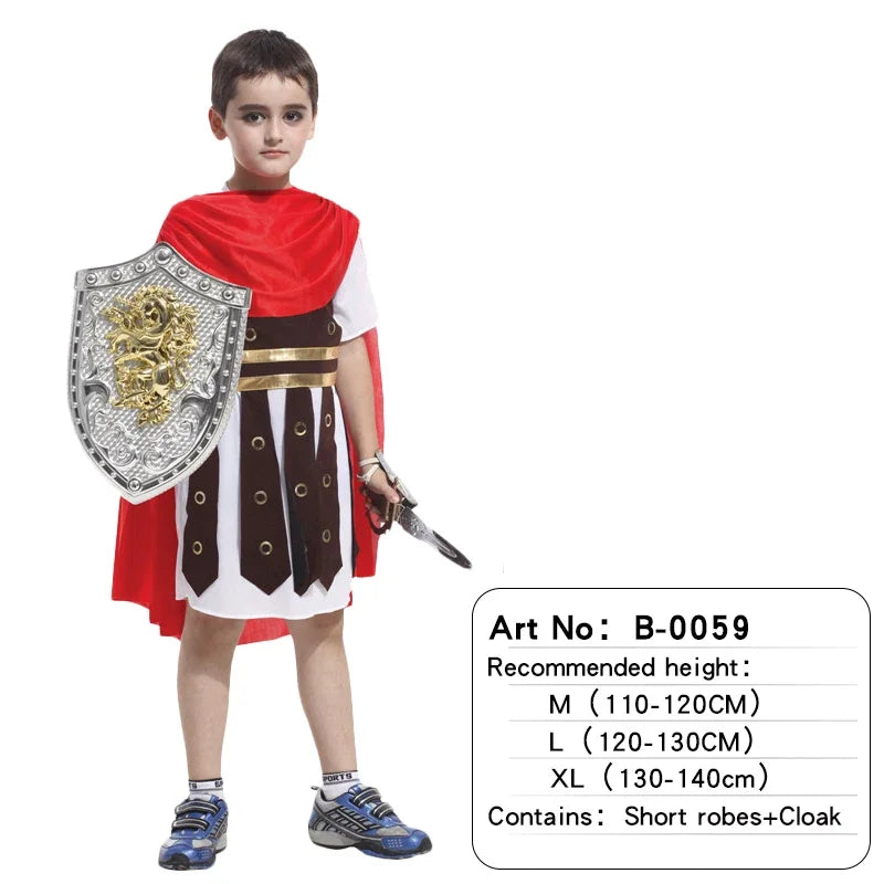 New Child Greek Roman Warrior Gladiator Costume Boys Knight Cosplay Carnival Party Fancy Dress No Weapon