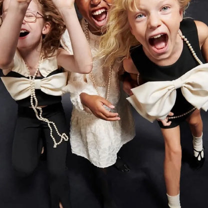 Vestido de Bebê Menina Princesa com Colete Vestido Infantil com Laço Preto sem Mangas Vestidos de Festa Concurso Aniversário Roupas de Bebê 2-10A