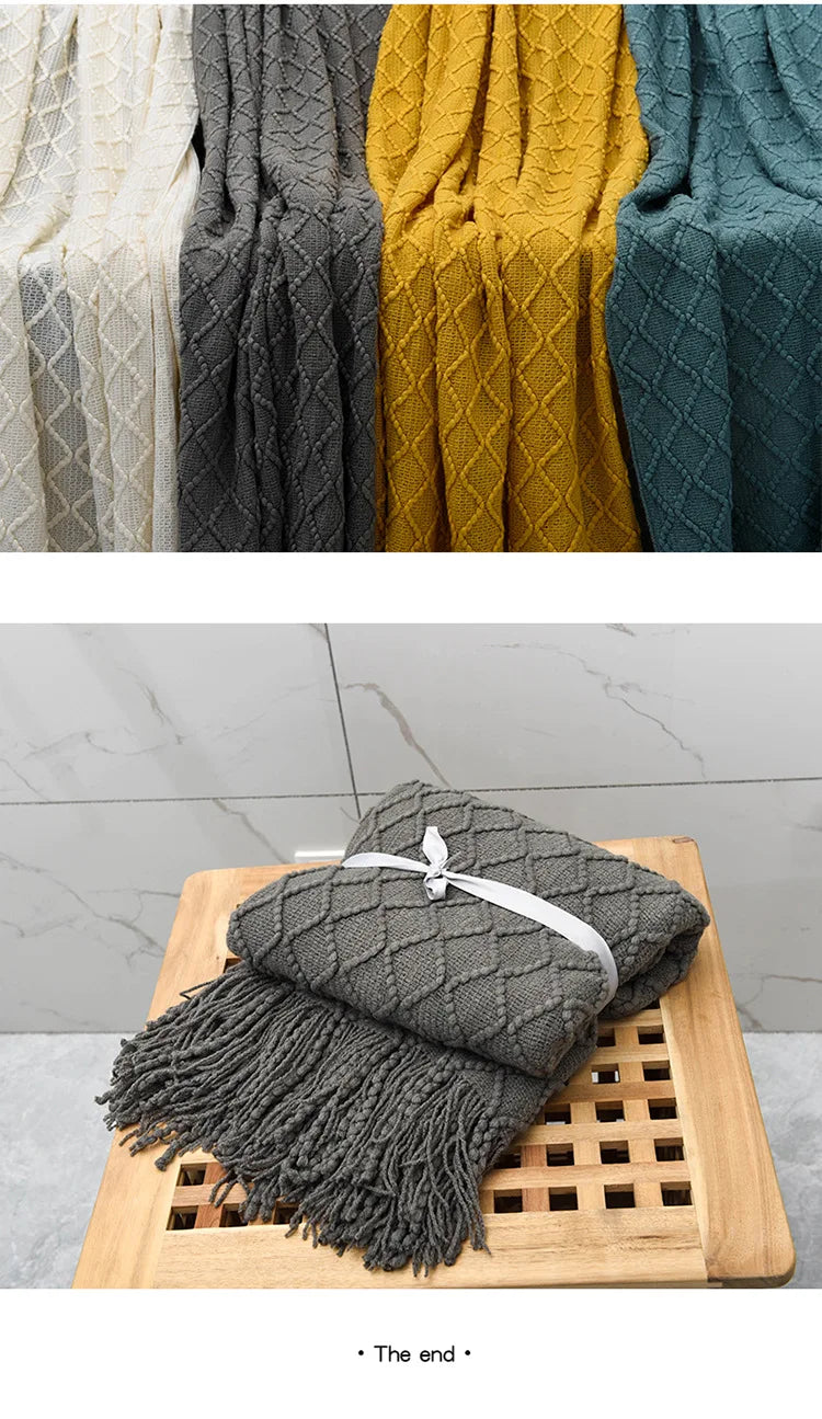 Aesthetic Nordic Plaid Knitted Throw Thread Blankets on the Bed Sofa Throw Travel TV Nap Blankets Soft Towel Bed Plaid Tapestry