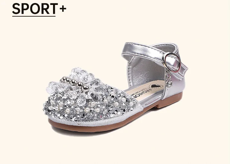 Princess Girls Party Shoes Children Sandals Gorgeous Rhinestone Low Heels Shoes Girl Sandals mary janes Dress Shoes Child I06106